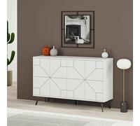 Dmora Credenza Chiron, Buffet da Soggiorno, Madia da Salotto, Dispensa da Cucina, 123x35 h62 cm, Bianco