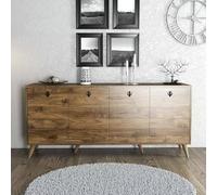 Dmora - Credenza Dagon, Buffet da Soggiorno, Madia da Salotto, Dispensa da Cucina, 180x45 h80 cm, Noce