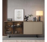 Dmora Credenza Danco 200x40x87h cm Beige 3 Ripiani Apertura Battente, Madia 4 Ante