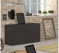 Dmora Credenza Enrico, Madia da Cucina a 1 Anta e 3 cassetti, Buffet da Soggiorno, Madia da Cucina, 100% Made in Italy, cm 110x40h35, Antracite Lucido