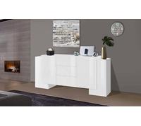 Dmora Credenza Fabio, Madia da Cucina a 2 Ante e 3 cassetti, Buffet da Soggiorno, Madia da Cucina, 100% Made in Italy, cm 210x45h85, Bianco Lucido