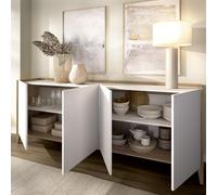 Dmora Credenza Frigido 40x184x78h cm Bianco 2 Ripiani 4 Vani, Madia 4 Ante