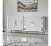 Dmora Credenza Funi 180x40x80h cm Bianco 4 Ripiani 4 Ante, Madia 8 Vani