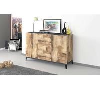 Dmora - Credenza Giorgio, Madia da cucina a 3 ante e 1 cassetto, Buffet da soggiorno, Madia da cucina, 100% Made in Italy, cm 120x40h82, Ardesia e Acero