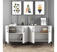Dmora Credenza Horna 180x35x78h cm Bianco 2 Ripiani 4 Ante, Madia 4 Vani