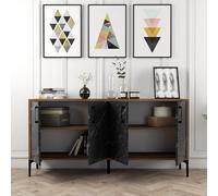Dmora Credenza Illyrian 160x35x78h cm Nero Marmo 2 Ripiani 4 Ante, Madia 4 Vani