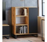 Dmora Credenza Industrial a 1 Anta e 2 Ripiani, Buffet con Piedini in Metallo, Madia da Soggiorno, Libreria con scaffali, cm 40x90h116, Colore Nero e Acero