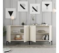 Dmora Credenza Intan 180x35x79h cm Bianco Crema 2 Ripiani 4 Vani, Madia 4 Ante