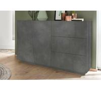 Dmora Credenza moderna a 2 ante e 3 cassetti, Made in Italy, Madia da cucina, Buffet di design da soggiorno, cm 141x43h86, colore Grigio Ardesia