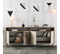 Dmora Credenza Itondar 180x35x78h cm Beige Marmo 2 Ripiani 4 Ante, Madia 6 Vani