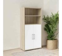Dmora - Credenza Louna, Buffet da Soggiorno, Madia da Salotto, Dispensa da Cucina, 89x40 h186 cm, Quercia e Bianco