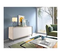 DMORA - Credenza Moderna, 100% Made In Italy, Buffet A 3 Ante E 1 Ripiano Regolabile, Madia Elegante Da Soggiorno, Cm 184x45h77, Colore Bianco E Rover