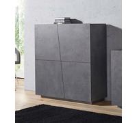 Dmora Credenza moderna di design a 4 ante battenti, Made in Italy, Buffet da cucina, Madia con scaffali da cucina, cm 120x43h126, colore Grigio Ardesia