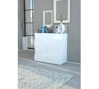 Dmora Credenza moderna, Madia di design Mobile a 2 ante, Made in Italy, Mobile Porta TV, Buffet da soggiorno, cm 90x40h81, colore Bianco lucido