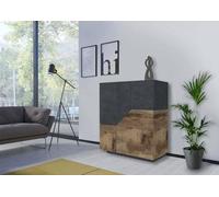 Dmora - Credenza Nathan, Madia da cucina a 2 ante, Buffet da soggiorno, 100% Made in Italy, cm 100x43h106, Ardesia e Acero