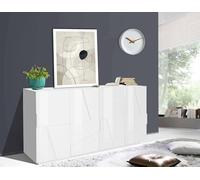 Dmora Credenza Noel, Madia da Cucina a 4 Ante, Buffet da Soggiorno, 100% Made in Italy, cm 162x44h86, Bianco Lucido