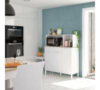 Dmora Credenza Norfolk, Mobile ausiliario da Cucina, Credenza a 3 Ante e 1 cassetto con Ripiani, Armadio Aperto, 108x40h126 cm, Bianco e Rovere