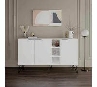 Dmora - Credenza Perseus, Buffet da soggiorno, Madia da salotto, Dispensa da cucina, 142x36h83 cm, Bianco