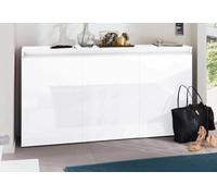 Dmora Credenza Pino, Madia da Cucina a 3 Ante, Buffet da Soggiorno, 100% Made in Italy, cm 150x40h81, Bianco Lucido