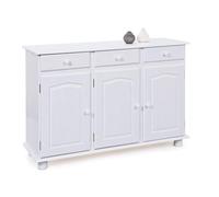 Dmora Buffet 3 ante 3 cassetti in pino massello verniciato ad acqua bianco