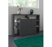 Dmora Credenza Viviano, Buffet da Soggiorno a 3 Ante, Madia da Salotto, Credenza Moderna, 100% Made in Italy, 150x40h100 cm, Antracite