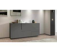 Dmora Credenza Xavier, Buffet da Soggiorno, Madia da Salotto con 2 Ante e 3 cassetti, 180x44h86 cm, Antracite
