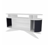 Dmora - Credenza Zaurak, Buffet da soggiorno, Madia da salotto, Dispensa da cucina, 150x43h75 cm, Bianco e Antracite