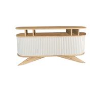 Dmora - Credenza Zaurak, Buffet da soggiorno, Madia da salotto, Dispensa da cucina, 150x43h75 cm, Quercia e Bianco