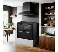 Dmora - Cucina a legna Dteodoran, Fornello a legna, Stufa da cucina tradizionale, Cucina vintage, Made in Italy, 87x79 h51 cm, Nero