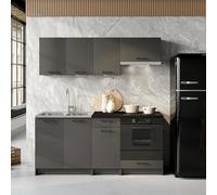 Dmora Cucina Completa Covo Grigio Antracite Modulabile un Cassetto, un Ripiano