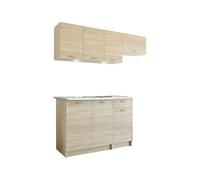 Dmora Cucina Completa Sora Marrone Rovere un Cassetto Modulabile, 3 Ripiani