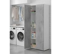 Dmora Cucuta - Armadio Multiuso 2 Ante 3 Ripiani, Portascope: 80x182h cm, Grigio Cemento