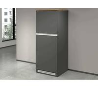 Dmora Dispensa da Cucina Plinio 60x60x165h cm Nero Antracite 2 Ripiani Apertura Battente, 2 Ante Made in Italy