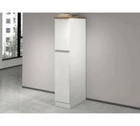 Dmora - Dispensa da cucina Quintino, Armadio multiuso, Mobile per cucinotto, Portafrigo multifunzione, 100% Made in Italy, 30x60h165 cm, Bianco lucido e Rovere