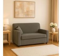 Dmora - Divano fisso 2 posti Baeza, Divano in tessuto, Sofà lineare salvaspazio, Divano per piccoli appartamenti, 125x73h85 cm, Grigio