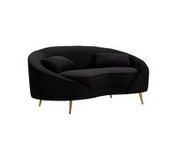 Dmora Divano Fisso 2 posti Bientina, Sofà Dritto, Divanetto per Salotto, Poltrona Matrimoniale con Contenitore, 148x84 h68 cm, Nero e Oro