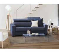 Dmora Divano Fisso 2 posti Leila, Sofà in Tessuto Imbottito, Poggiatesta Regolabili e Braccioli Standard, 100% Made in Italy, Cm 180x95h85, Blu