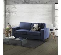 Dmora Divano Fisso 2 posti Manuela, Sofà Soggiorno in Tessuto, Braccioli Standard, 100% Made in Italy, Cm 200x95h90, Blu