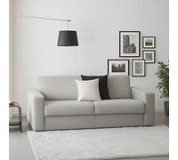 Dmora Divano Fisso 2 posti Marzia, Sofà Soggiorno in Tessuto Imbottito con Braccioli Slim, 100% Made in Italy, Cm 180x95h90, Grigio