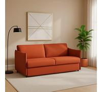 Dmora Divano Fisso 2 Posti Polissena 160x95x90h cm Arancione Sfoderabile Idrorepellente, Lavabile Made in Italy