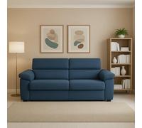 Dmora Divano Fisso 2 Posti Quirina 185x95x100h cm blu Sfoderabile Idrorepellente, Lavabile Made in Italy