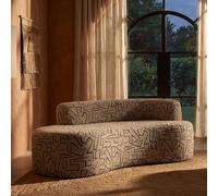 Dmora Divano Fisso 2 Posti Rathview 93x45x178h cm Beige Disegni Geometrici Posti a Sedere 2, Colore Struttura Nero