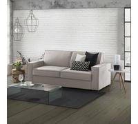 Dmora Divano Fisso 3 posti Alba, Sofà Soggiorno in Tessuto, Braccioli Slim, 100% Made in Italy, Cm 200x95h90, Tortora