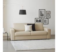 TALAMO ITALIA - Divano Portofino a 3 posti, Sofà Soggiorno, Made in Italy, in tessuto imbottito, con Braccioli standard, Cm: 220x95h90, colore Beige - SPEDIZIONE GRATUITA