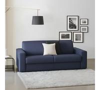 Dmora Divano Fisso 3 posti Mara, Sofà Soggiorno in Tessuto Imbottito, Braccioli Slim, 100% Made in Italy, Cm 200x95h90, Blu