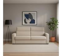 Dmora Divano Fisso 3 Posti Quarta 220x95 cm Beige Sfoderabile Lavabile, Braccioli Made in Italy
