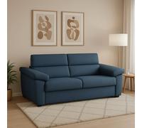 Dmora Divano Fisso 3 Posti Vilma 225x95 cm blu Sfoderabile Lavabile, Braccioli Made in Italy