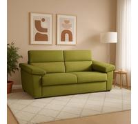 Dmora Divano Fisso 3 Posti Vilma 225x95 cm Verde Sfoderabile Lavabile, Braccioli Made in Italy