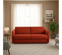 Dmora Divano Fisso 3 Posti Virna 200x95 cm Arancione Sfoderabile Lavabile, Braccioli Made in Italy
