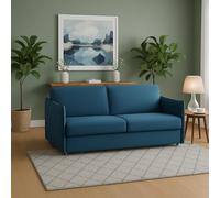 Dmora Divano Fisso 3 Posti Virna 200x95 cm blu Sfoderabile Lavabile, Braccioli Made in Italy